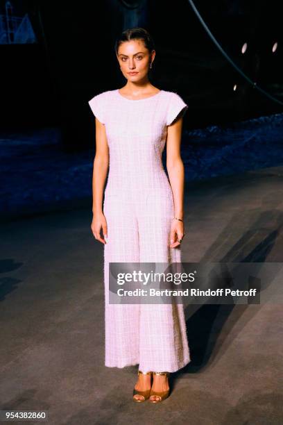 Actress Phoebe Tonkin attends the Chanel Cruise 2018/2019 Collection : Photocall, at Le Grand Palais on May 3, 2018 in Paris, France.