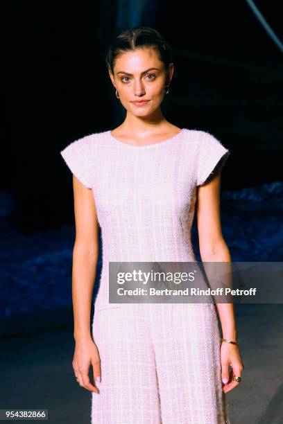 Actress Phoebe Tonkin attends the Chanel Cruise 2018/2019 Collection : Photocall, at Le Grand Palais on May 3, 2018 in Paris, France.