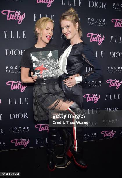 Charlize Theron and Mackenzie Davis attend the "Tully" New York Screening at the Whitby Hotel on May 3, 2018 in New York City.