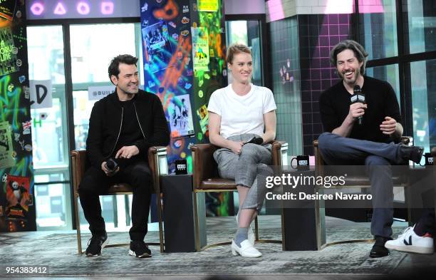 Actors Ron Livingston, Mackenzie Davis and director Jason Reitman visit Build Series to discuss the movie 'Tully' at Build Studio on May 3, 2018 in...