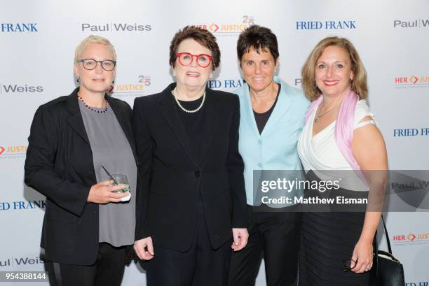 Billie Jean King and Ilana Kloss and guests attend Her Justice's Photography Auction & Benefit celebrating 25 Years Of Justice for NYC women on May...