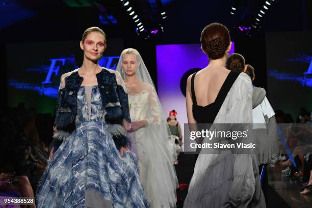 Models walk the runway during the 2018 Future Of Fashion Runway Show at The Fashion Institute of Technology on May 3, 2018 in New York City.