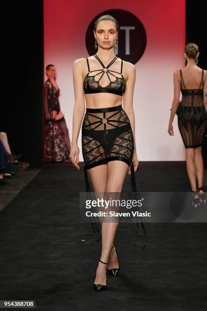 Model walks the runway during the 2018 Future Of Fashion Runway Show at The Fashion Institute of Technology on May 3, 2018 in New York City.