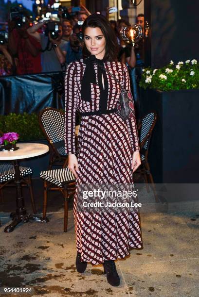 Kendall Jenner is seen attending the Longchamps store opening on May 3, 2018 in New York City.