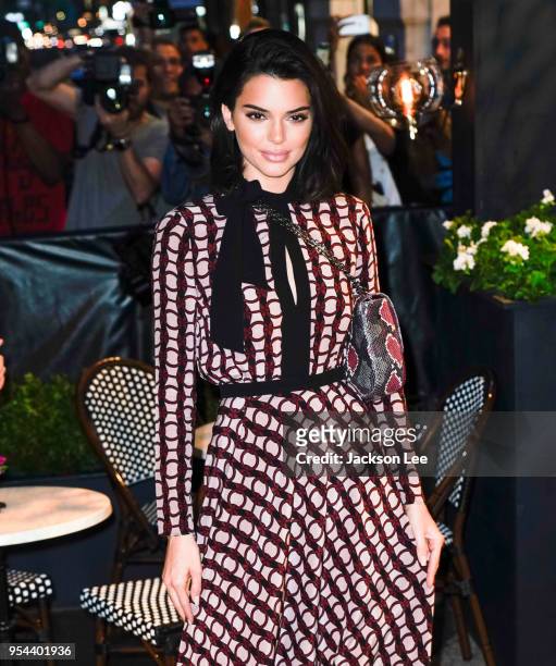 Kendall Jenner is seen attending the Longchamps store opening on May 3, 2018 in New York City.