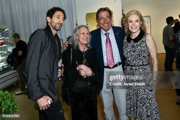 Adrien Brody, Sylvia Plachy, Joe Namath and Audrey Gruss attend Art New York on May 3, 2018 at Pier 94 in New York City.