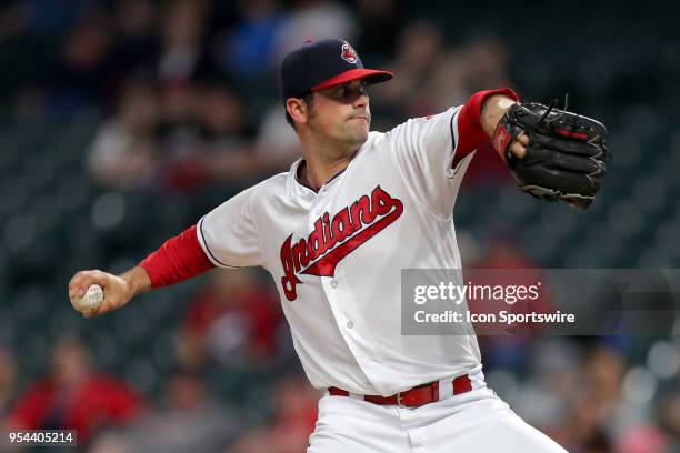 Cleveland pitcher Adam Plutko , making his first career start, delivers a pitch to the plate during the sixth inning of the Major League Baseball...