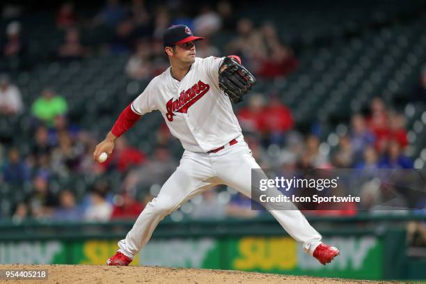 Cleveland pitcher Adam Plutko , making his first career start, delivers a pitch to the plate during the sixth inning of the Major League Baseball...