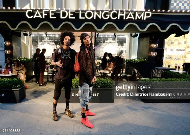 Laurent Nicolas Bourgeois and Larry Nicolas Bourgeois of Les Twins attend the opening of Longchamp Fifth Avenue Flagship at Longchamp on May 3, 2018...