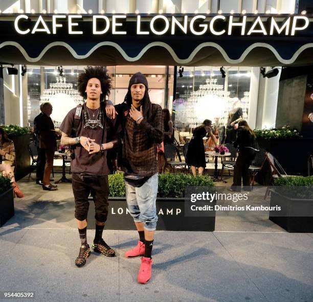 Laurent Nicolas Bourgeois and Larry Nicolas Bourgeois of Les Twins attend the opening of Longchamp Fifth Avenue Flagship at Longchamp on May 3, 2018...