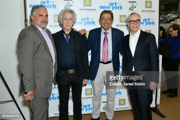 Nick Korniloff, Bob Gruen, Joe Namath and Tommy Hilfiger attend Art New York on May 3, 2018 at Pier 94 in New York City.