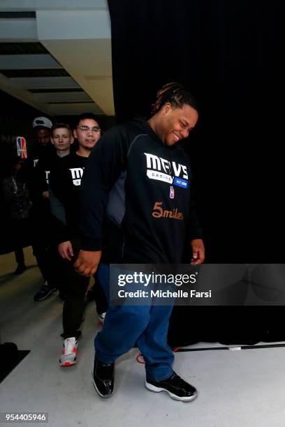 Dimez of Mavs Gaming after the game against Heat Check Gaming during the NBA 2K League Tip Off Tournament on May 3, 2018 at Brooklyn Studios in Long...