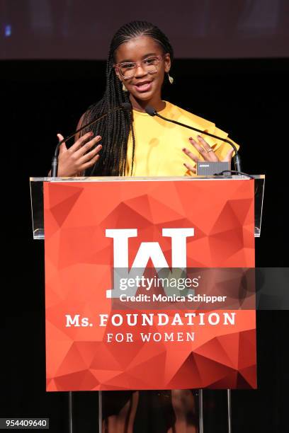 Peggy C. Charren Free to Be You and Me Award Honree and Founder, #1000BlackGrilBooks, Marley Dias, speaks onstage at the Ms. Foundation 30th Annual...