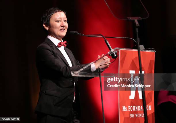 Miriam Yeung speaks onstage at the Ms. Foundation 30th Annual Gloria Awards at Capitale on May 3, 2018 in New York City.