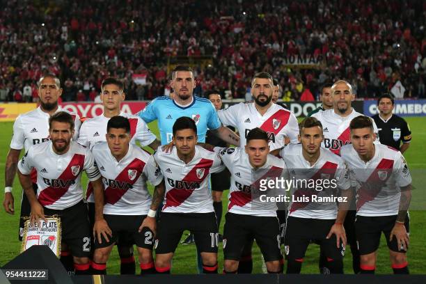 Players of River Plate pose prior a group stage match between Independiente Santa Fe and River Plate as part of the Copa CONMEBOL Libertadores 2018...