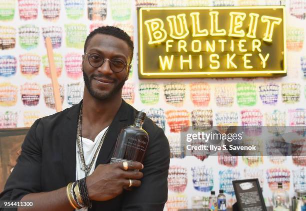 Aldis Hodge celebrates the national launch of Frontier Works: Bottle Impressions in the Bulleit Frontier Whiskey Lounge at Frieze New York on May 3,...