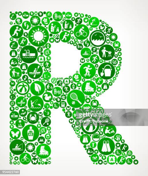 letter r summer camp fun icon pattern - letter r stock illustrations