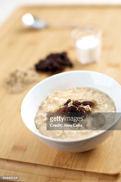oatmeal, brown sugar and raisins breakfast - raisin stock pictures, royalty-free photos & images