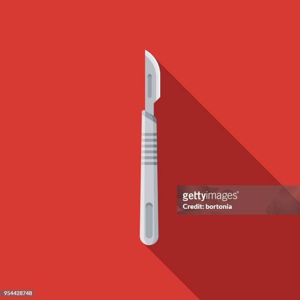 scalpel flat design medical supplies icon with side shadow - scalpel stock illustrations