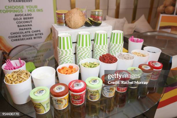 General view of the atmosphere during a 'Girls' Night In' hosted by Mandy Moore and Garnier at Hills Penthouse on May 3, 2018 in West Hollywood,...