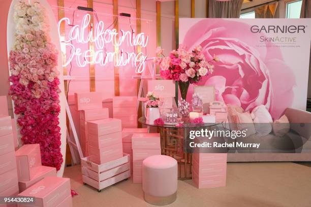 General view of the atmosphere during a 'Girls' Night In' hosted by Mandy Moore and Garnier at Hills Penthouse on May 3, 2018 in West Hollywood,...