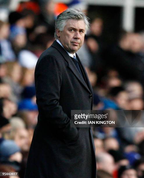 Chelsea's Italian Manager Carlo Ancelotti during the English Premier League football match between Birmingham City and Chelsea at St. Andrews,...