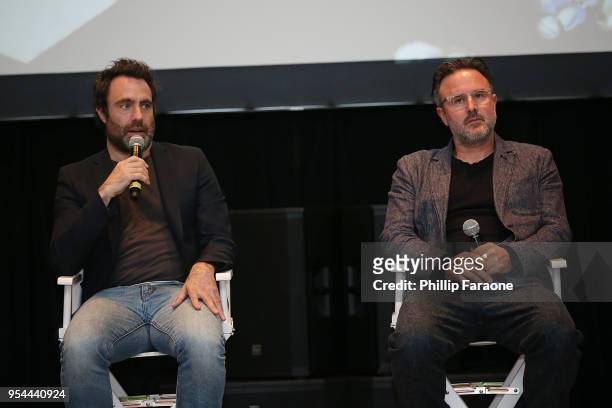 Matthew Cooke and David Arquette attend the Survivor's Guide To Prison Q&A at the 4th Annual Bentonville Film Festival on May 3, 2018 in Bentonville,...