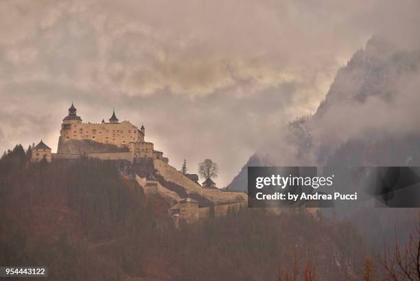 hohenwerfen castle, region of salzburg, austria - hohenwerfen castle stock-fotos und bilder