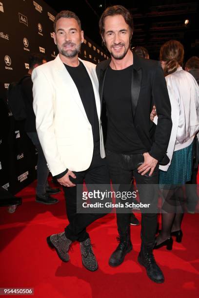 Fashion designer Michael Michalsky and Thomas Hayo, GNTM, during the 2nd ABOUT YOU Awards 2018 at Bavaria Studios on May 3, 2018 in Munich, Germany.