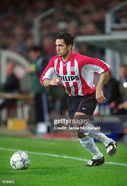 Adil Ramzi of PSV Eindhoven during the UEFA Cup Quarter Finals second leg match against Kaiserslautern played at the Philips Stadion, in Eindhoven,...