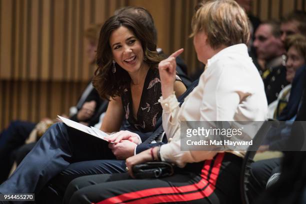 Her Royal Highness Crown Princess Mary of Denmark visits with Consul General of Denmark in New York, Ambassador Anne Dorte Riggelsen during the...