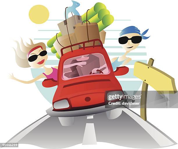 travel by car - inflatable ring stock illustrations