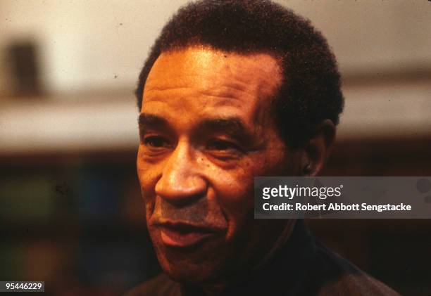 Close-up of American jazz drummer and composer Max Roach during a performance in the Arthur Schomburg Center for Research in Black Culture in the New...