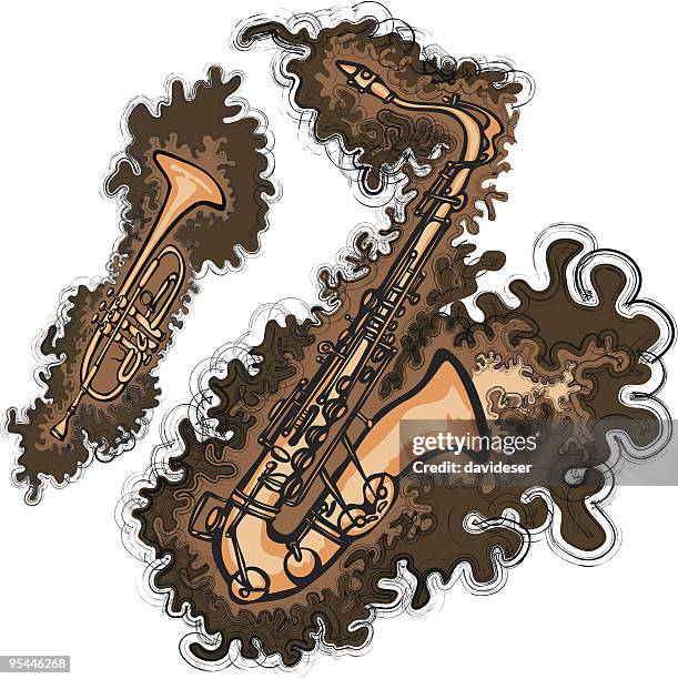 jazz instruments - dixieland jazz stock illustrations