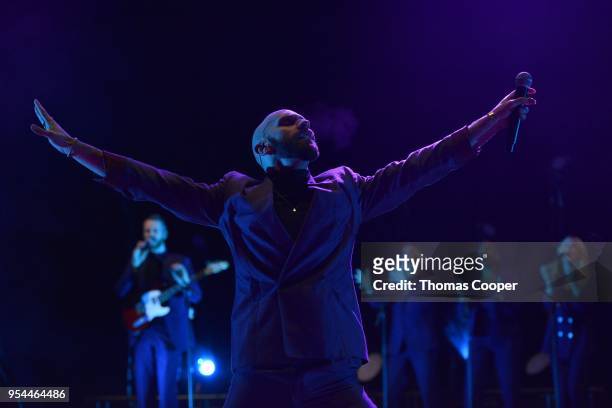 Sam Harris, lead singer of the X-Ambassadors, performs at Red Rocks Amphitheatre on May 3, 2018 in Morrison, Colorado.