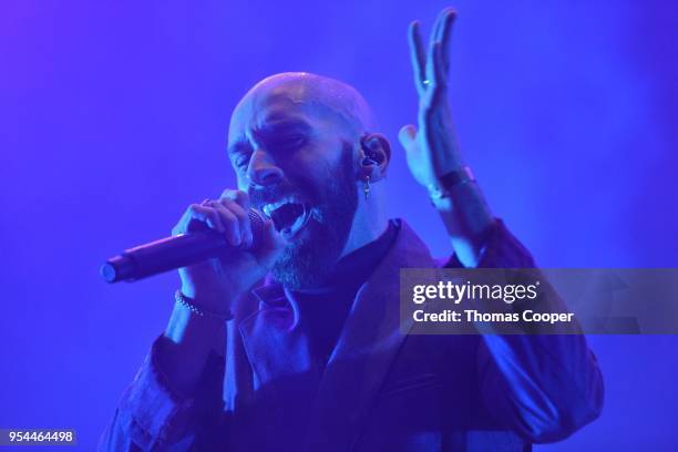 Sam Harris, lead singer for the X-Ambassadors, performs at Red Rocks Amphitheatre on May 3, 2018 in Morrison, Colorado.