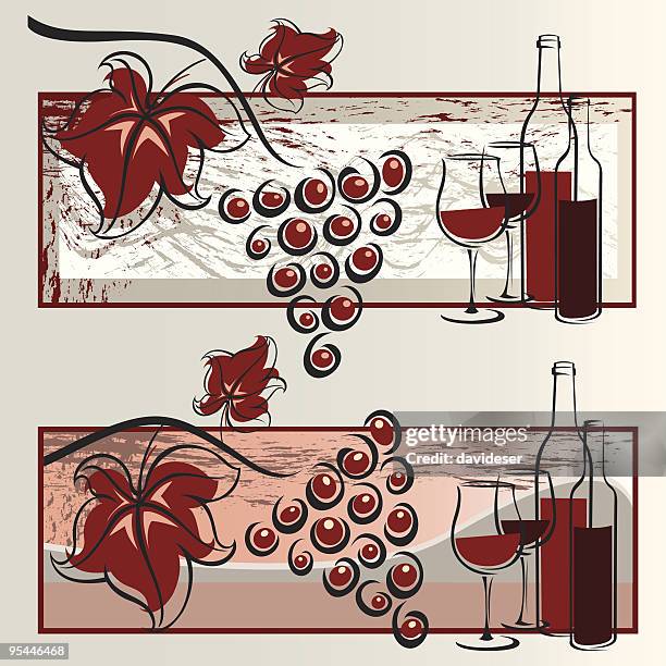 wine and grapes - smelling wine stock illustrations