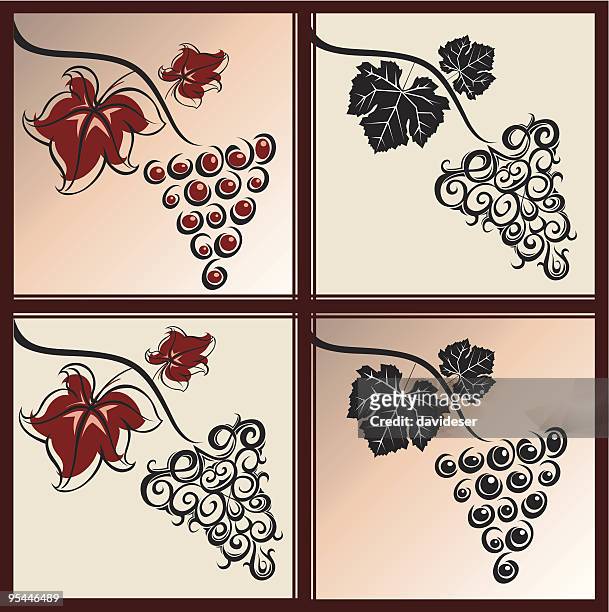 grapes in la parra - merlot grape stock illustrations