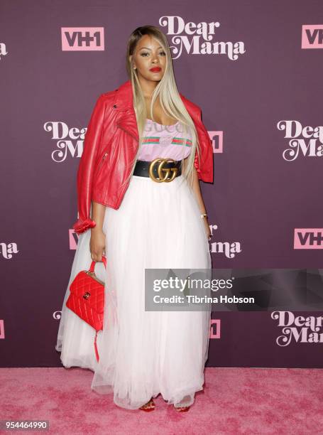 Malaysia Pargo attends VH1's 3rd annual 'Dear Mama: A Love Letter To Moms' screening at The Theatre at Ace Hotel on May 3, 2018 in Los Angeles,...