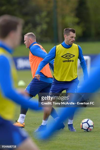 Morgan Schneiderlin during the Everton FC training session at USM Finch Farm on May 1, 2018 in Halewood, England.