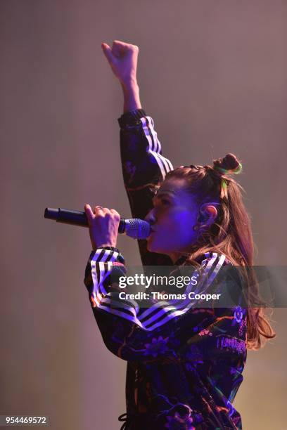 Mandy Lee, lead singer of MisterWives performs onstage at Red Rocks Amphitheatre on May 3, 2018 in Morrison, Colorado.