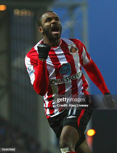 Darren Bent of Sunderland celebrates after scoring the opening goal during the Barclays Premier League match between Blackburn Rovers and Sunderland...