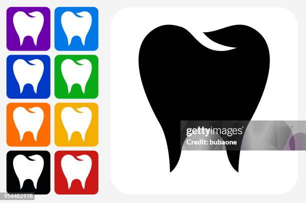 stockillustraties, clipart, cartoons en iconen met molar pictogram vierkante knop set - molar