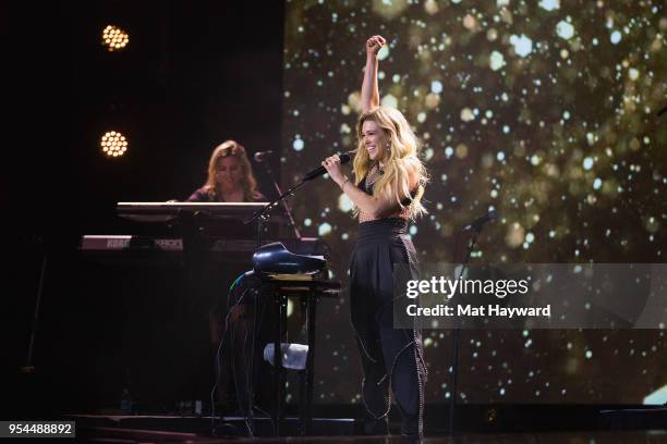 Singer Rachel Platten performs on stage during WE Day at KeyArena on May 3, 2018 in Seattle, Washington.