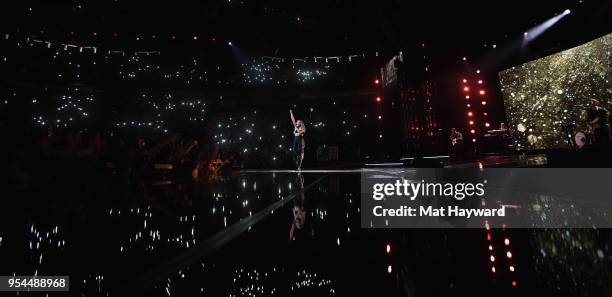 Singer Rachel Platten performs on stage during WE Day at KeyArena on May 3, 2018 in Seattle, Washington.