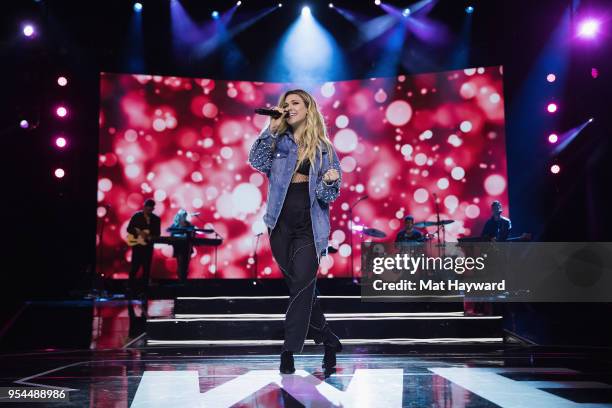 Singer Rachel Platten performs on stage during WE Day at KeyArena on May 3, 2018 in Seattle, Washington.