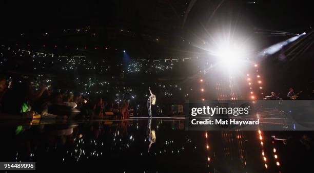 Singer Rachel Platten performs on stage during WE Day at KeyArena on May 3, 2018 in Seattle, Washington.