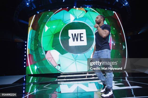 Seattle Seahawks wide receiver Doug Baldwin speaks on stage during WE Day at KeyArena on May 3, 2018 in Seattle, Washington.