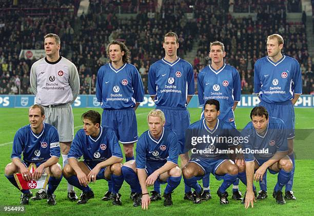 Kaiserslautern team line-up before the UEFA Cup Quarter Finals second leg match against PSV Eindhoven played at the Philips Stadion, in Eindhoven,...