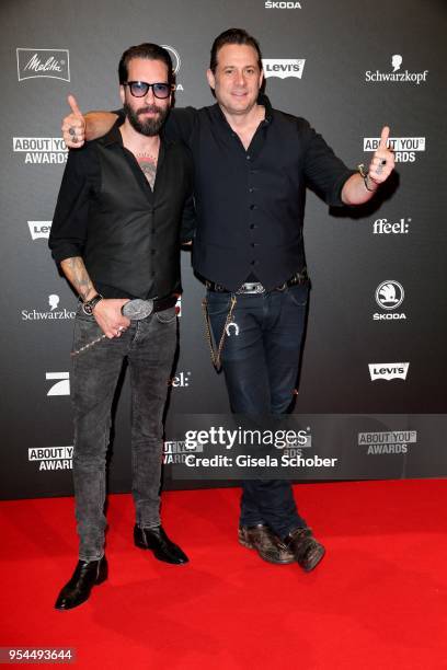 Alec Voelkel and Sascha Vollmer from the band Boss Hoss during the 2nd ABOUT YOU Awards 2018 at Bavaria Studios on May 3, 2018 in Munich, Germany.
